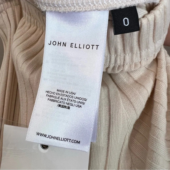 John Elliott Ginza Rib Cropped Pants Feather XS NWT Minimalist Neutral Chic - Picture 4 of 8